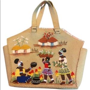 Vintage felt purse with beading and appliqué